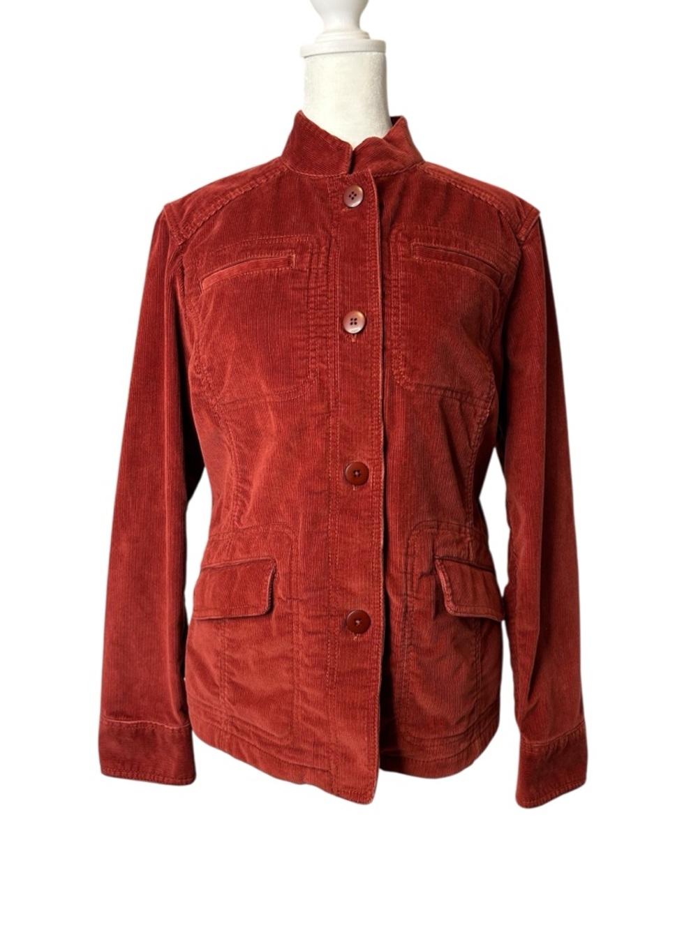 LL Bean Womens Kennebec Corduroy Cargo Jacket Blazer Size Small Burgundy